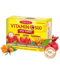 Vitamin C trio- acerola, šipek, rakitovec, 500mg dnevni vnos