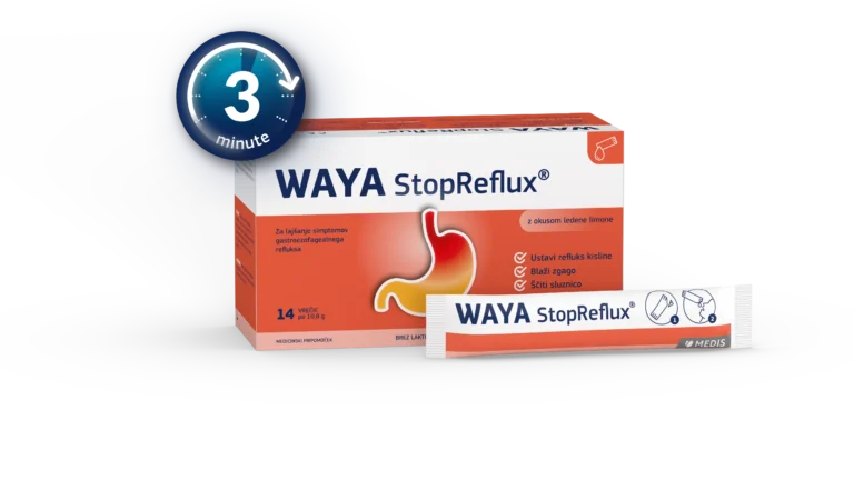 WAYA StopReflux 14 vrečk za lajšanje simptomov refluksa in zgage