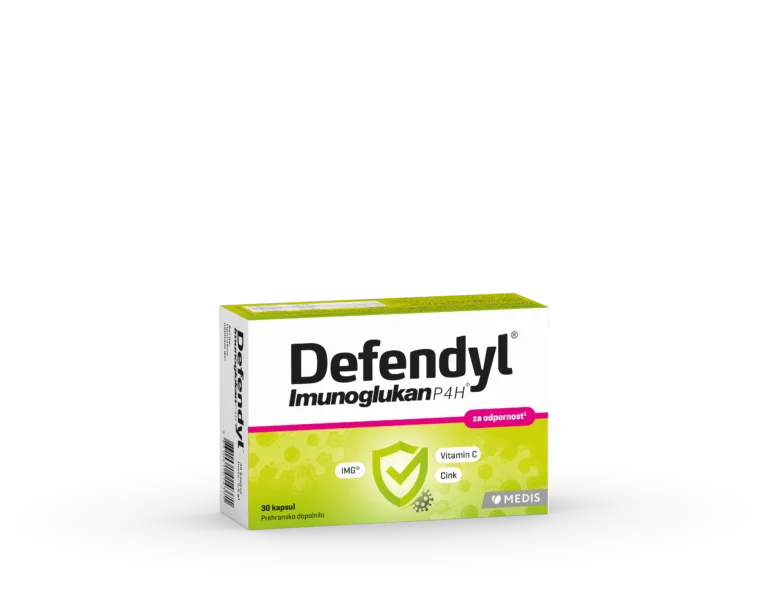 Defendyl Imunoglukan P4H kapsule 30 kapsul z IMG iz bukovega ostrigarja, vitaminom C in cinkom za podporo imunskemu sistemu.