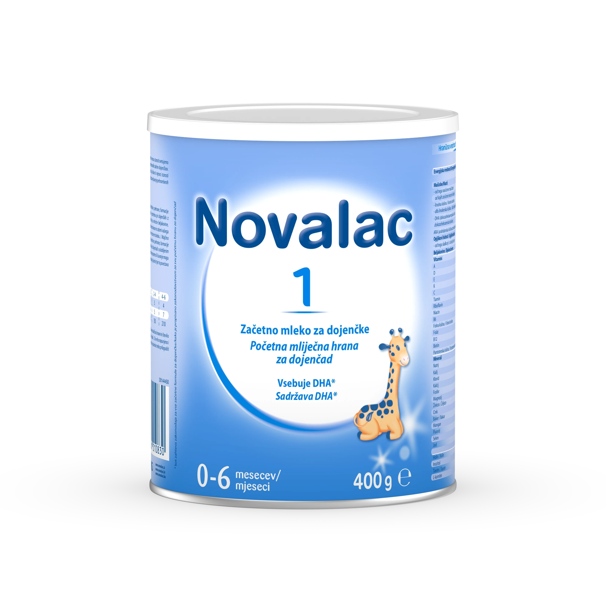 Novalac 1, 400 g Novalac 1 začetno mleko za dojenčke z DHA in ARA pločevinka 400 g