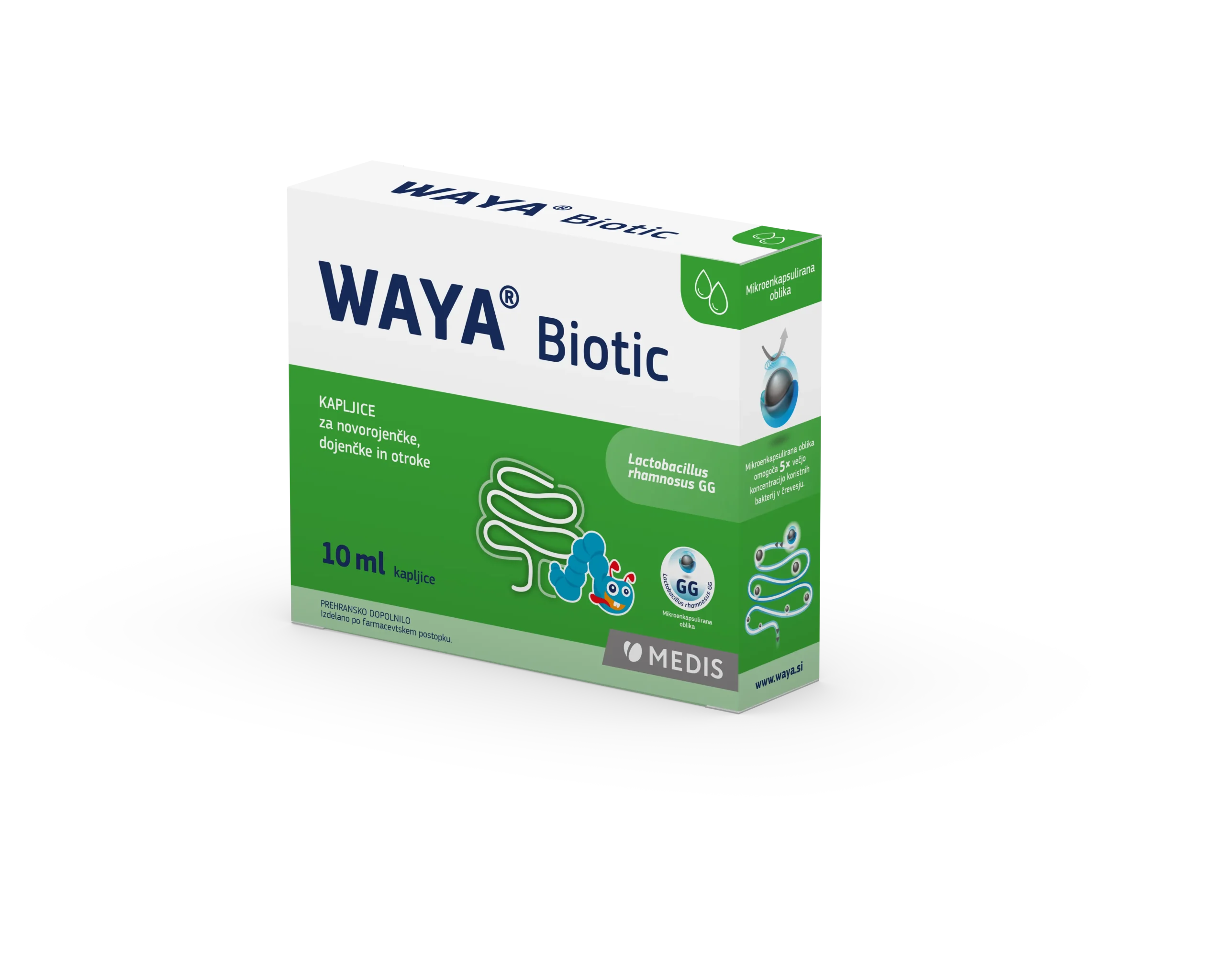 WAYA Biotic kapljice, 10 ml WAYA Biotic kapljice 10 ml za novorojenčke, dojenčke in otroke z mlečnokislinsko bakterijo Lactobacillus rhamnosus GG