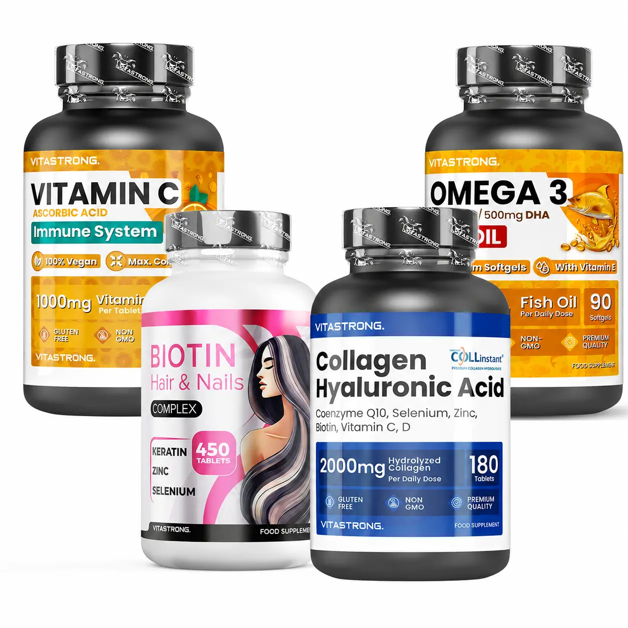 Paket za kožo, lase in nohte Paket za kožo lase in nohte z biotinom kolagenom omega 3 in vitaminom C