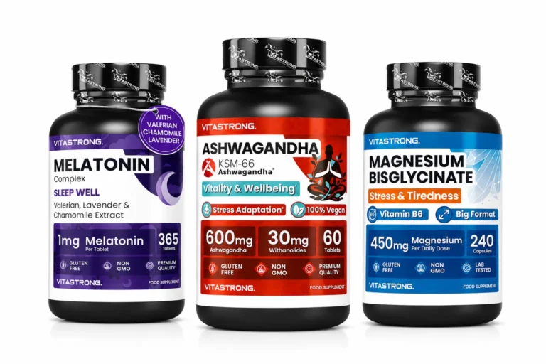 Paket za spanje in sprostitev z magnezijevim bisglicinatom, ashwagandho in melatoninom